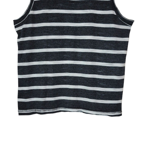 Chaser Black and White Stripe Tank Top Scoop Neck Soft Basic Casual Chic Comfy L - Picture 4 of 10